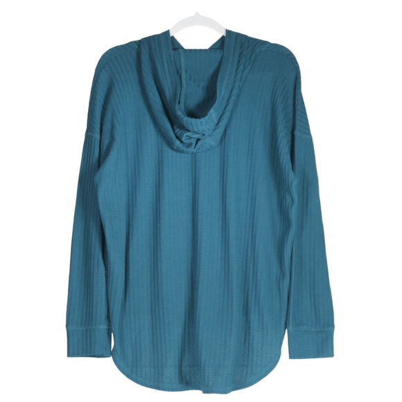 Chaser Thermal Tunic Knit Top Women Large Teal Green Hooded Athleisure Soft - Picture 6 of 7